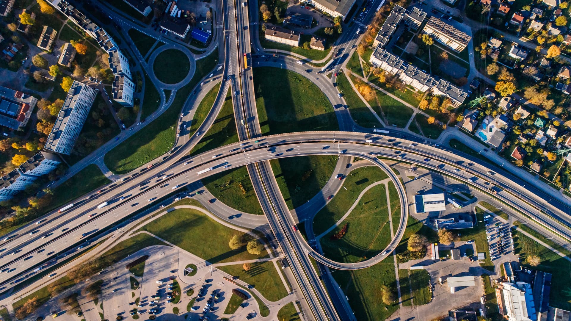 Overhead shot of highway junction